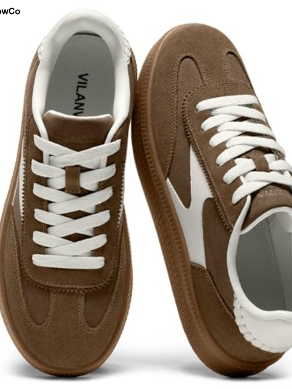 Women's Fashion Sneakers - Genuine Suede Retro Gum Sole Lace-Up Casual Tennis